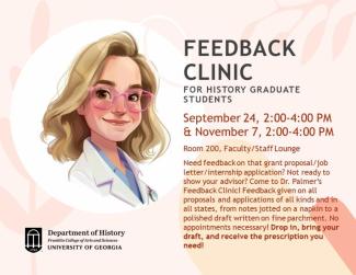 flyer for the feedback clinic for graduate students