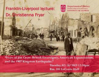 Image of destrucion after 1907 Kingston Earthquakeool visiting lecture showing Image of destrucion after 1907 Kingston Earthquake. Lecture is February 26, 12:30 pm rm 102 LeConte Hall