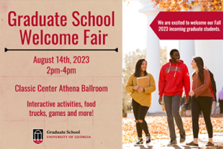 flyer for new graduate studnet welcome fair