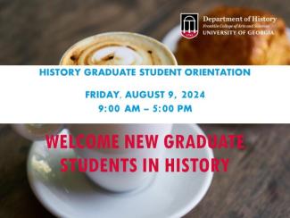 flier for new grad student orientation Aug 9