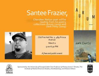 flier for Santee Frazier reading