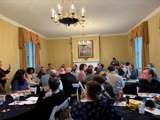 photo of graduate student reception at Founders Garden