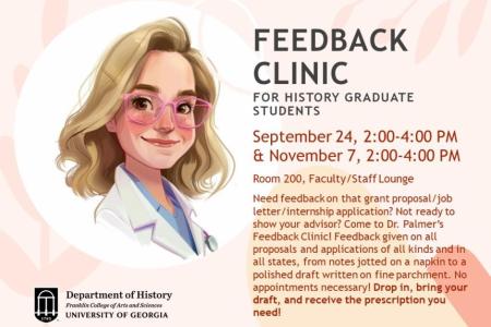 flyer for the feedback clinic for graduate students