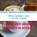 flier for new grad student orientation Aug 9